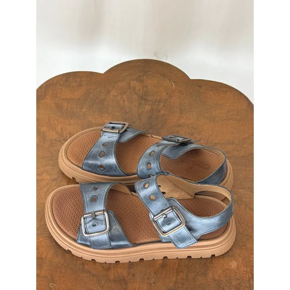 NIB Casta Portugal Blue Leather Strappy Comfort Sandal #0574 EU 38